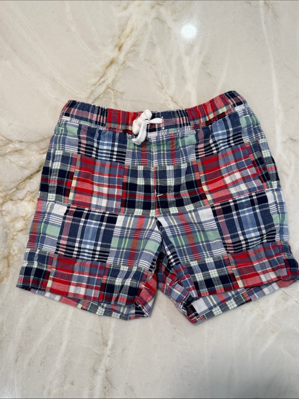 Janie and Jack Plaid Drawstring Shorts - Red/Blue